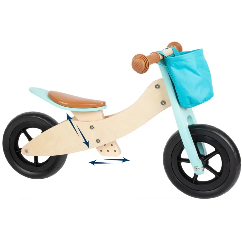 Tricicleta copii de lemn si bicicleta de echilibru, 2 în 1, Small Foot, 12 luni +