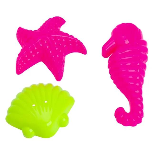 Set forme de nisip, animale marine, 3 piese, Plastic, Multicolor