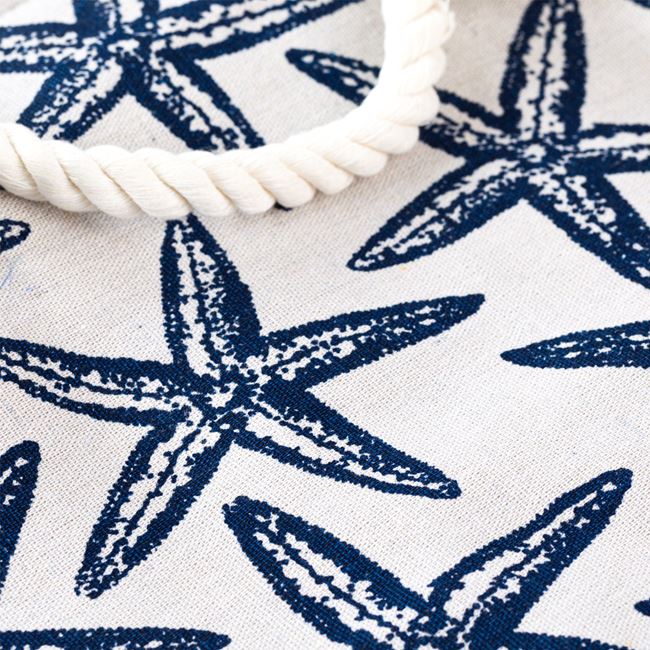 Geantă de Plajă Blue Sea Stars - Design Marin și Funcțional, 50x14x36 cm