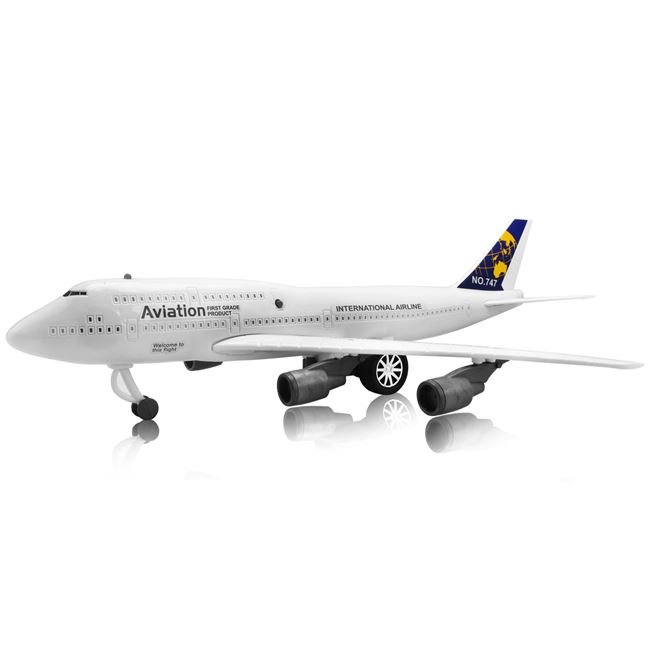 Avion 747 de jucărie cu sunete, Alb, 44x22x10 cm, 3 ani +