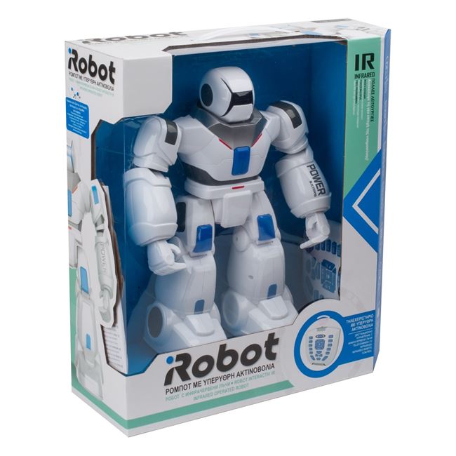Robot jucărie cu funcții și control prin infraroșu, Alb, 36x12.5x38 cm, 8 ani +