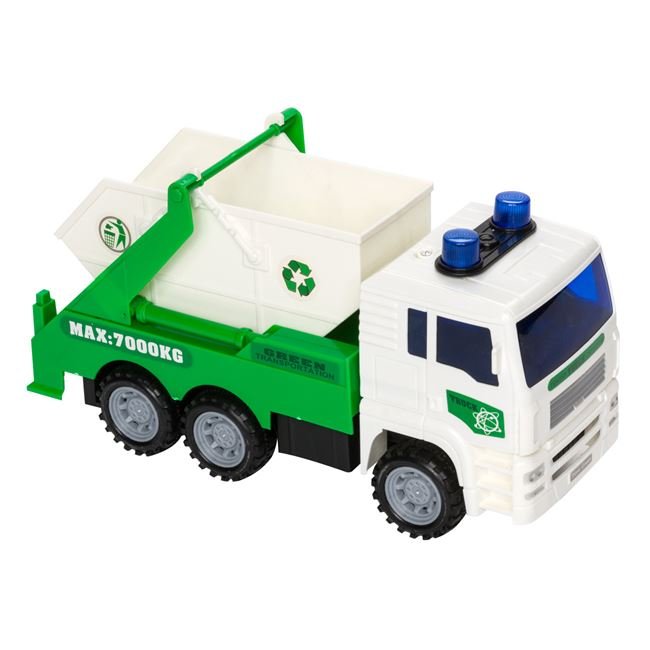 Camion de reciclare a deșeurilor cu lumini și sunete, Alb, 27x9x12.5 cm, 3 ani +
