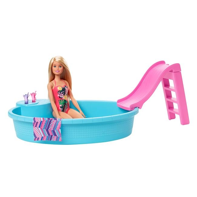 Păpușă Barbie cu Piscina exotica, Mattel, 33x7x33 cm, 3 ani +