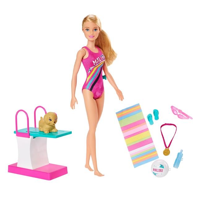Păpușă Barbie Înotătoare, Mattel, 23.5x6.5x33.5 cm, 3 ani +