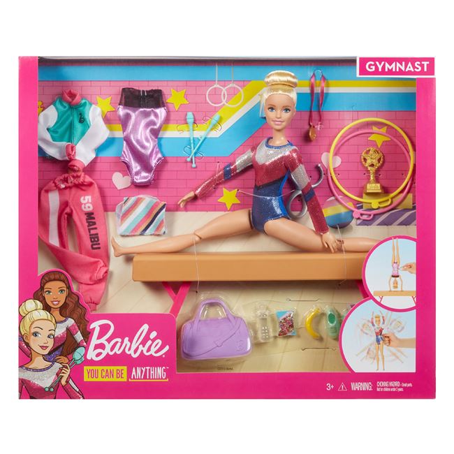 Păpușă Barbie Gimnastă, Mattel, 39.5x7.5x32.5 cm, 3 ani +