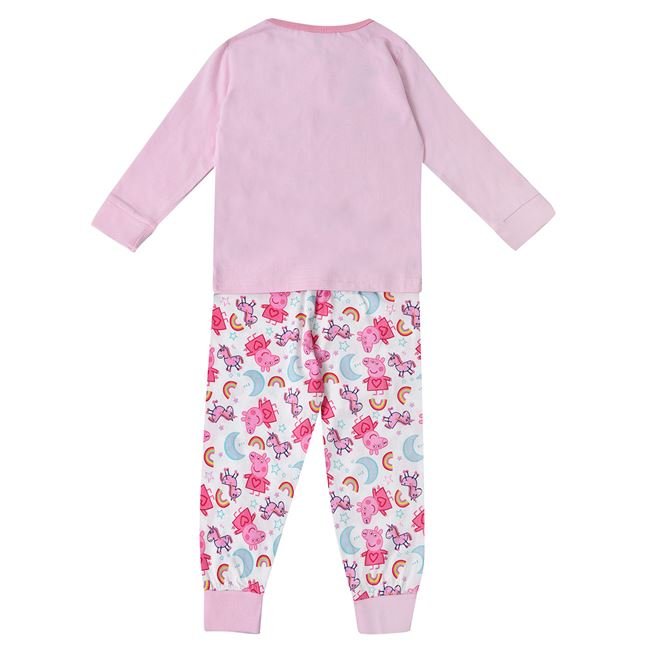 Pijamale copii Peppa Pig, Bumbac, Roz/Alb, între 2 și 6 ani