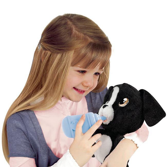 Câine de pluș care își exprimă sentimentele Emotion PETS, Negru, 25x25cm, 3 ani +