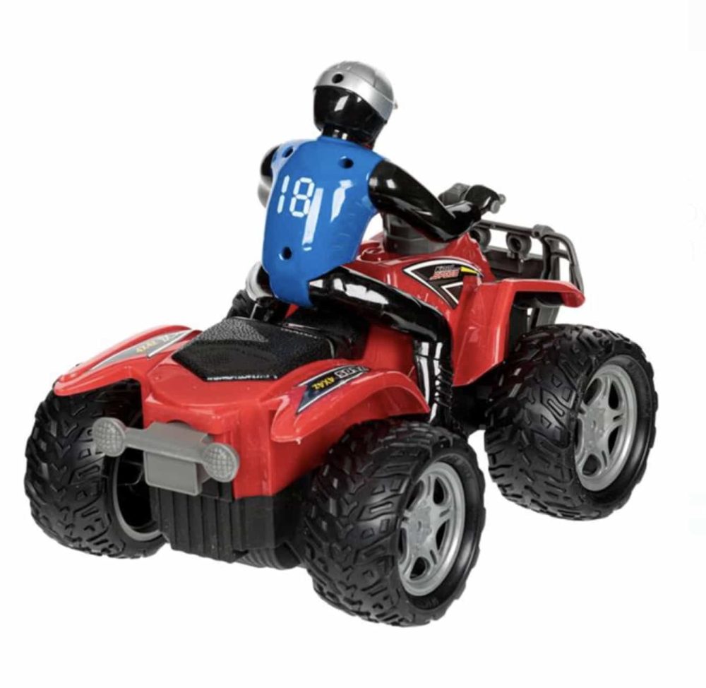 Mașină ATV Off Road cu telecomandă cu Rider, 27MHz, Roșie, 31x19x23 cm, 3 ani +