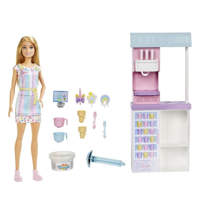 Păpușă Barbie și Laboratorul de înghețată, Mattel, 23x7x32 cm, 4 ani +
