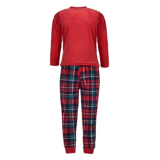 Pijamale Copii de Crăciun în carouri roșii, Fleece, model Carouri Roșii