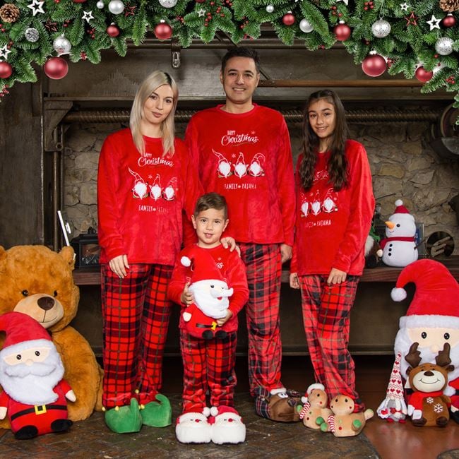 Pijamale de Crăciun Adulti, Fleece, model Moș Crăciun Gnome