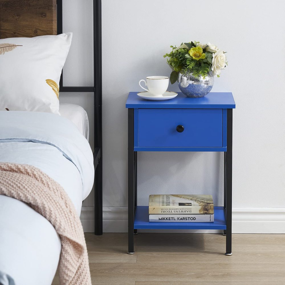 Noptiera Albastră Vervo - Stil Vintage și Funcționalitate pentru Casa Ta (30x40x55 cm)