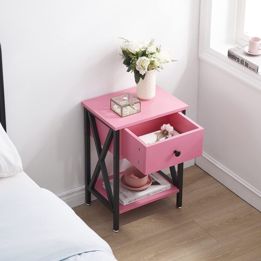 Noptiera Roz Vervo 30 x 40 x 55 cm - Design Vintage și Funcțional pentru Dormitorul Tău