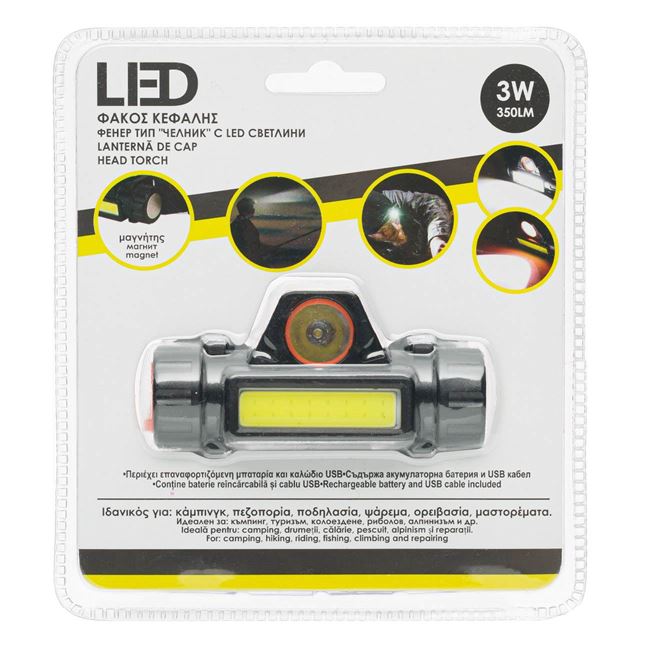 Lanterna pentru Cap cu LED & Magnet 3W 8x3x4cm