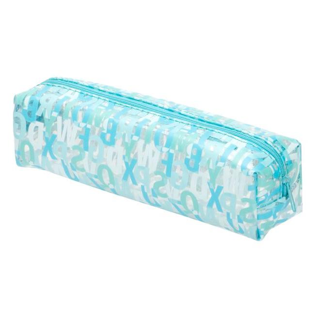 Penar Tub Transparent Cu Litere Bleu & Glitter, 21x5.5x6 Cm