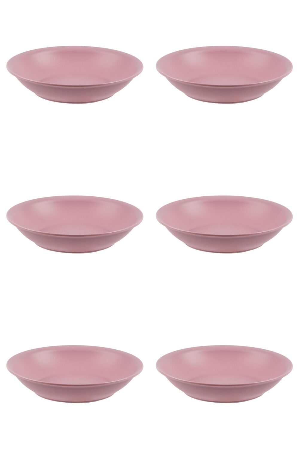 Set farfurii 6 piese, farfurii adanci, din plastic, culoare Powder Pink, diametru 18 cm