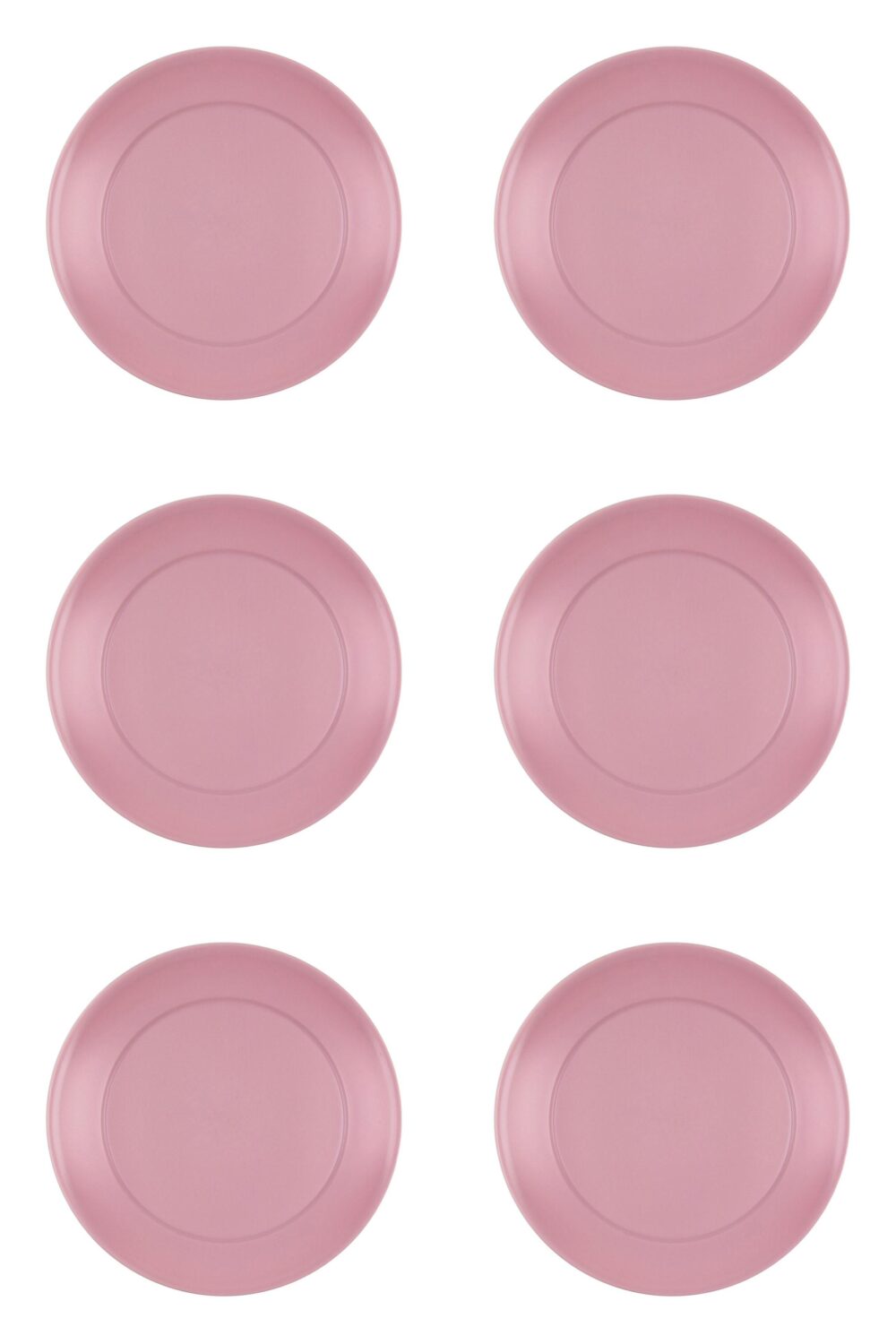 Set farfurii 6 piese pentru fructe, din plastic, culoare roz pudrat, diametru 20 cm