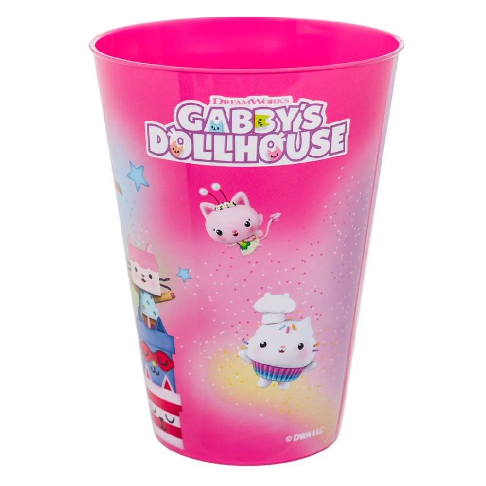 Pahar de plastic pentru fete - Gabby's Dollhouse 430ml, culoare fucsia