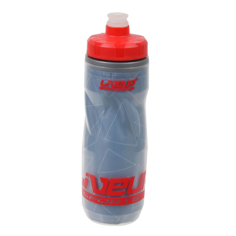 Sticla sport izotermă Flip Top din plastic gri-rosie de 610ml pentru apă