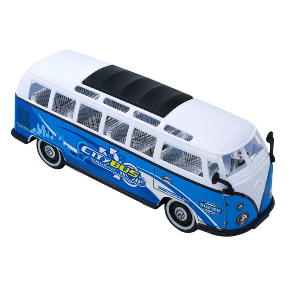 Autobuz de Oras Friction Alb Bleu, 29x10x11 cm