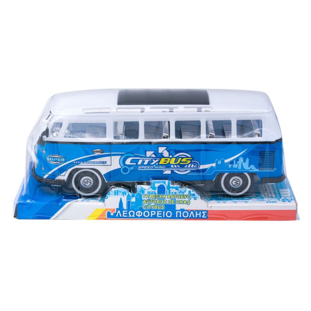 Autobuz de Oras Friction Alb Bleu, 29x10x11 cm