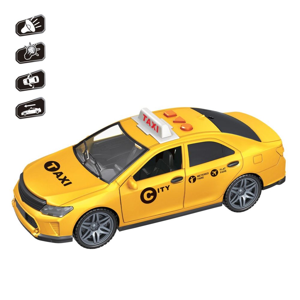 Masina Taxi Galbena cu Lumina & Sunet, 33x12.5x17cm