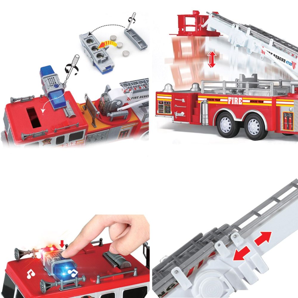 Masina Pompieri cu Scara Sunet & Lumini, 67x12.5x19 cm