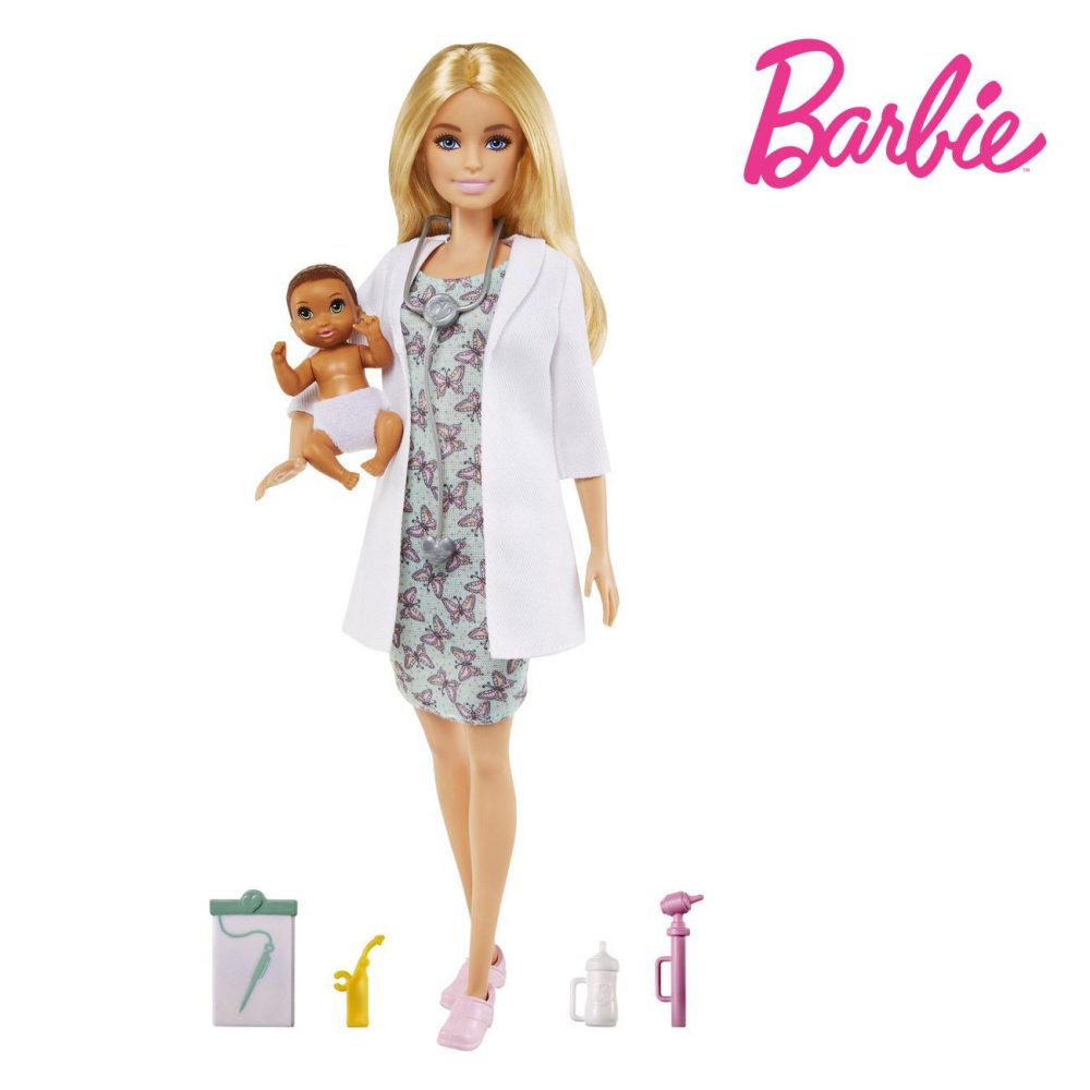 Papușă Barbie Doctor cu copil, Mattel, 32x6.5x20 cm, 3 ani +