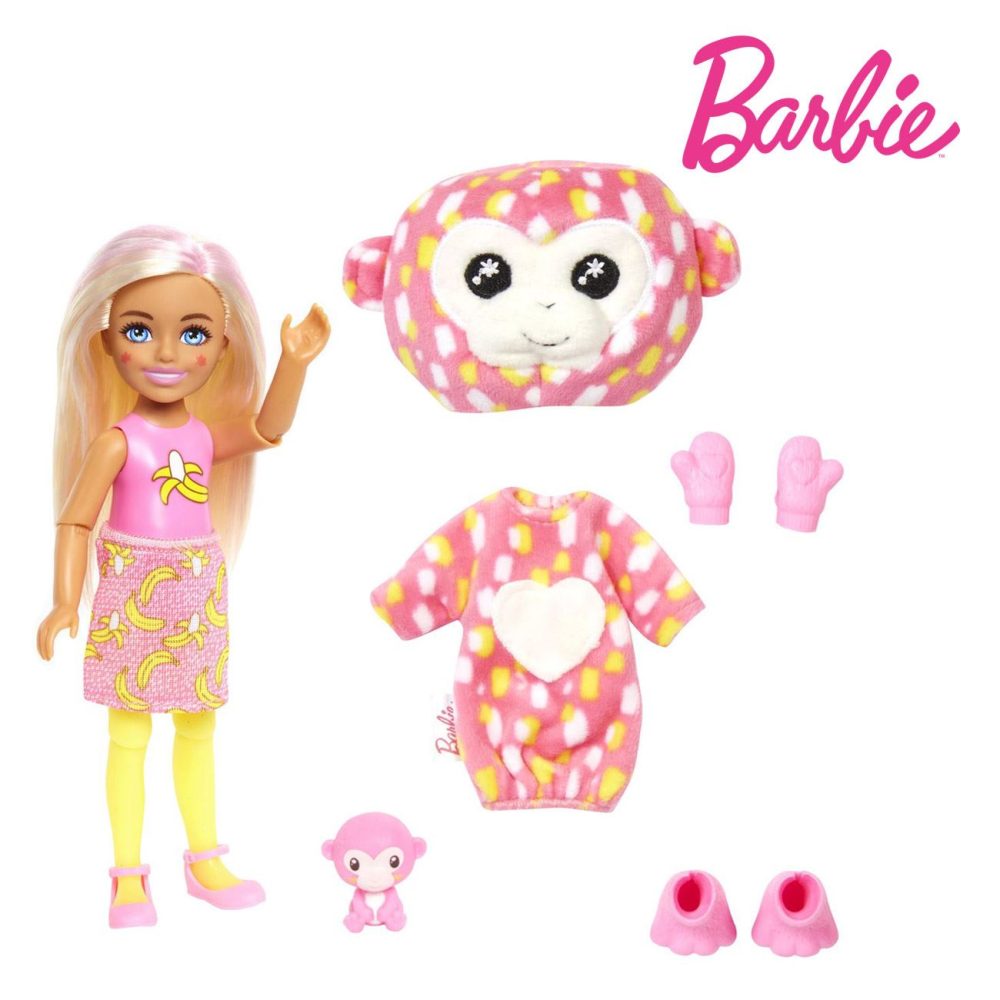 Papusa Barbie Chelsea Cutie Reveal cu Maimuta, Mattel